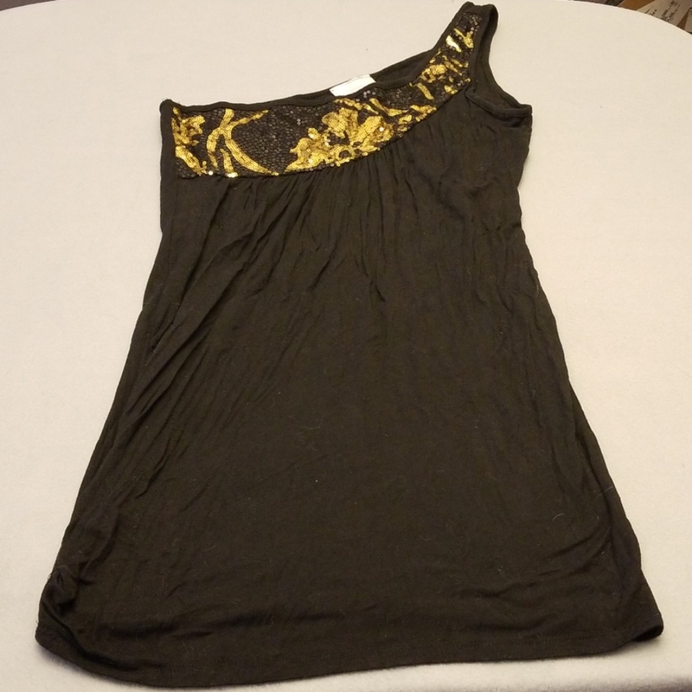 Sequin one shoulder tunic top